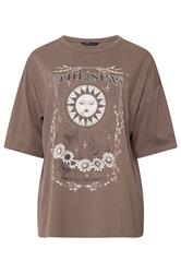 YOURS Curve Chocolate Brown 'The Sun' Boxy T-Shirt