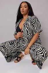YOURS Plus Size Black Zebra Print Short Sleeve Shirt | Yours Clothing 1
