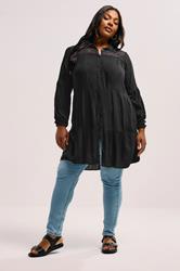 YOURS Plus Size Black Tiered Lace Shirt | Yours Clothing  1