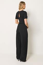 LTS Tall Women's Black Belted Scuba Wide Leg Jumpsuit | Long Tall Sally 2