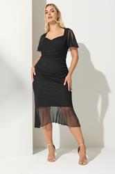 YOURS LONDON Plus Size Black Gathered Midi Dress | Yours Clothing 1