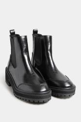 LTS Tall Black Chunky Chelsea Croc Heel Boot In Standard Fit | Long Tall Sally  1