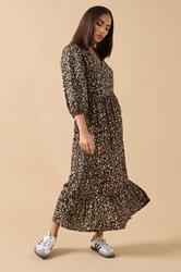 PixieGirl Petite Women's Brown Animal Collar Maxi Dress | PixieGirl 1