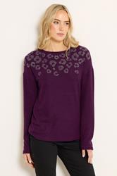 LTS Tall Purple Soft Touch Animal Embellished Jumper | Long Tall Sally 3