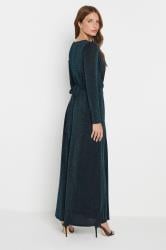 M&Co Black & Teal Knot Front Metallic Maxi Dress | M&Co 2