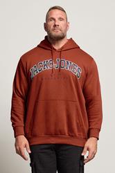 JACK & JONES Big & Tall Henna Red Varsity Hoodie | BadRhino 3