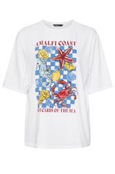 YOURS Curve White 'Amalfi Coast' Embellished Boxy T-Shirt