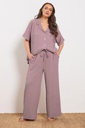 YOURS Plus Size Pink Textured Wide Leg Trousers | Yours Clothing 3