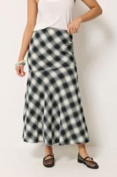 PixieGirl Petite Women's Black Blurred Check Maxi Skirt | PixieGirl 1