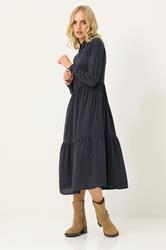 PixieGirl Petite Women Black Acid Wash Tiered Smock Dress | PixieGirl 1
