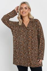 YOURS Plus Size Brown Jersey Leopard Print Shirt | Yours Clothing 3