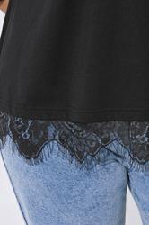 LIMITED COLLECTION Plus Size Black Oversized Lace Hem T-Shirt | Yours Clothing 4