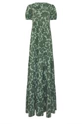LTS Tall Green Floral Tiered Cotton Maxi Dress