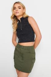 PixieGirl Petite Womens Khaki Green Cargo Mini Skirt | PixieGirl 3