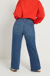 YOURS Plus Size Blue Front Seam Wide Leg Jeans | Yours Clothing 2