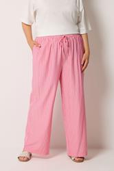 YOURS Plus Size Pink Stripe Trousers | Yours Clothing 1