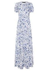 LTS Tall White & Blue Floral Tiered Cotton Maxi Dress