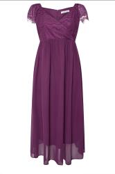 YOURS LONDON Curve Purple Lace Wrap Maxi Dress