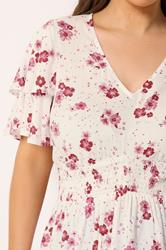 YOURS Plus Size White Floral Flutter Sleeve Top | Yours Clothing 4