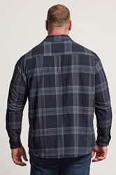 BadRhino Big & Tall Navy Blue Textured Checked Shirt | BadRhino 2