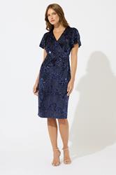 M&Co Blue Mixed Sequin Wrap Midi Dress | M&Co 1