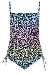 YOURS Plus Size Black Pastel Leopard Print Bandeau Swimsuit | Yours Clothing 9
