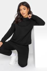 Petite Black Crew Neck Sweatshirt | PixieGirl 3