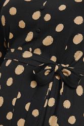 EVANS Plus Size Black Spot Print Split Front Dress | Evans 4