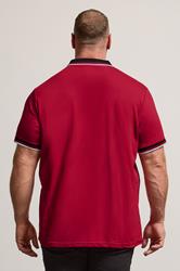 BadRhino Big & Tall Red Contrast Tipped Detail Polo Shirt | BadRhino 2