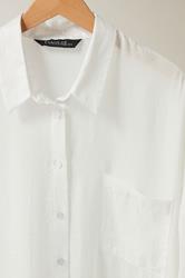 EVANS Plus Size White Metallic Button Through Shirt | Evans 6