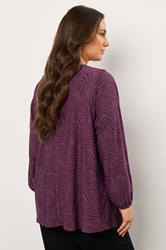 EVANS Plus Size Purple Zebra Burnout Frill Detail Blouse | Evans 2