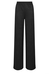 LTS Tall Black Textured Elasticated Waist Wide Leg Trousers