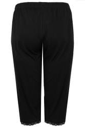 Plus Size Black Lace Trim Crop Pyjama Bottoms | Yours Clothing 5