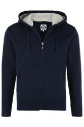 KAM Big & Tall Navy Zip Through Hoodie
