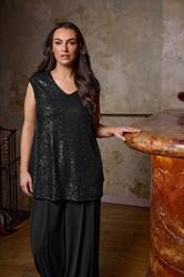 EVANS Plus Size Black Sequin Embellished Vest Top | Evans 3