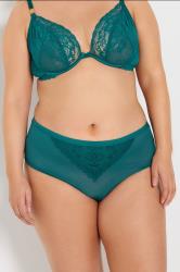YOURS Plus Size Green Lace Detail Full Briefs | Yours Clothing 4