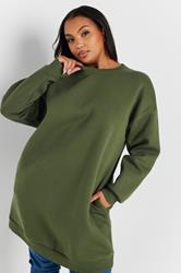 YOURS Plus Size Khaki Green Sweatshirt | Yours Clothing  4