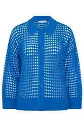 LIMITED COLLECTION Plus Size Blue Crochet Knit Long Sleeve Shirt | Yours Clothing 5