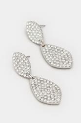 Silver Tone Diamante Double Drop Earrings | Yours Clothing 2