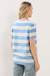 LTS Tall Women's White & Blue Stripe Cotton Oversized T-Shirt | Long Tall Sally 2