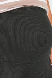 BUMP IT UP MATERNITY Plus Size Black Acid Wash Ribbed Leggings | Yours Clothing 4