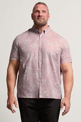 BadRhino Big & Tall Pink Linear Floral Slub Shirt | BadRhino 1