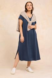 EVANS Plus Size Navy Blue Premium Cotton Dress | Evans 4