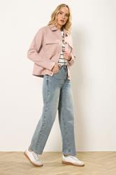 LTS Tall Light Pink Brushed Button Trucker Jacket | Long Tall Sally 2
