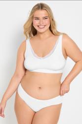 YOURSET 2 PACK Plus Size Black & White Lace Trim Seamless Bralette | Yours Clothing 4