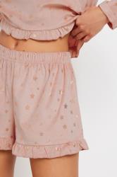 PixieGirl Petite Women's Pink Luxe Fleece Foil Star Pyjama Short Set | PixieGirl 4