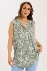 YOURS Plus Size Ivory White Leaf Print Sleeveless Blouse | Yours Clothing 3