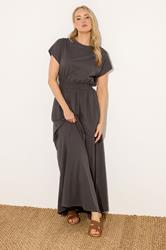 LTS Tall Women's Chocolate Brown Jersey Shirred Waist Cotton Maxi Dress | Long Tall Sally 1