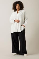 EVANS Plus Size White Long Sleeve Premium Linen Shirt | Evans 2