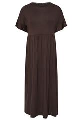 PixieGirl Petite Women's Brown Frill Sleeve Smock Midi Dress | PixieGirl 5